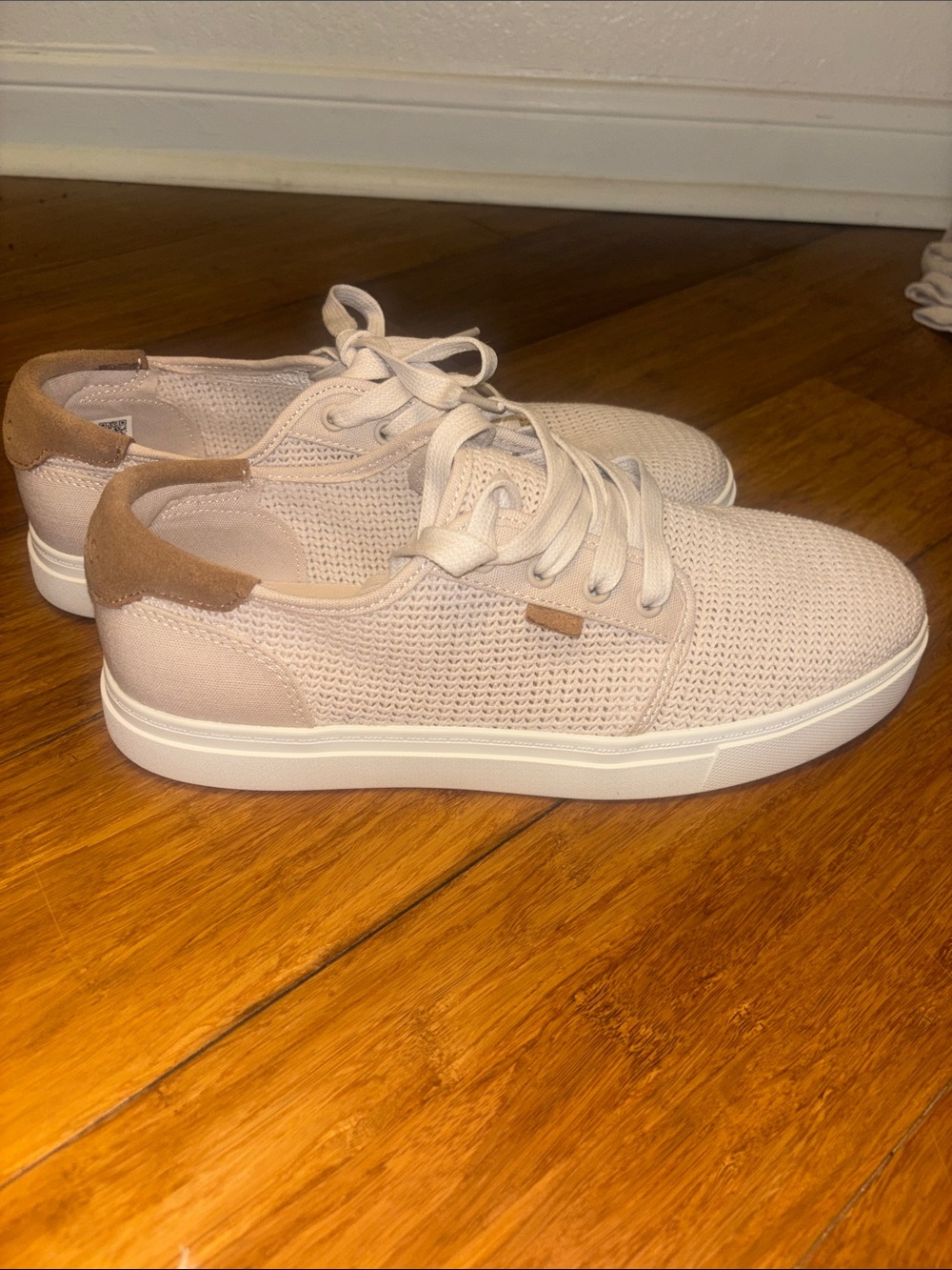 Toms Knit Lace-Up Sneakers in Beige